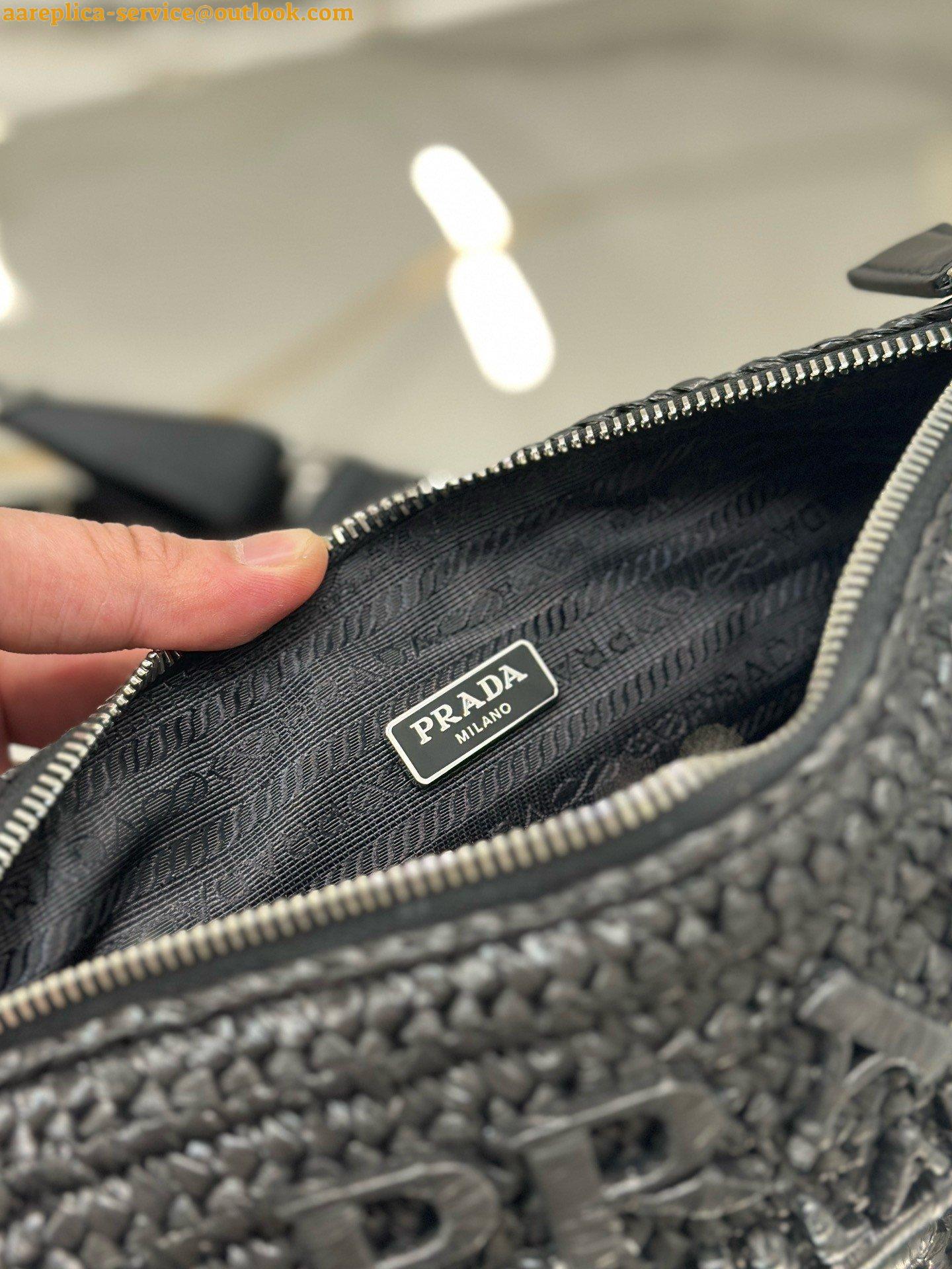 Replica Prada Triangle Crochet Bag in Black Raffia-effect Yarn 5 Replica Prada Triangle Crochet Bag in Black Raffia-effect Yarn 5