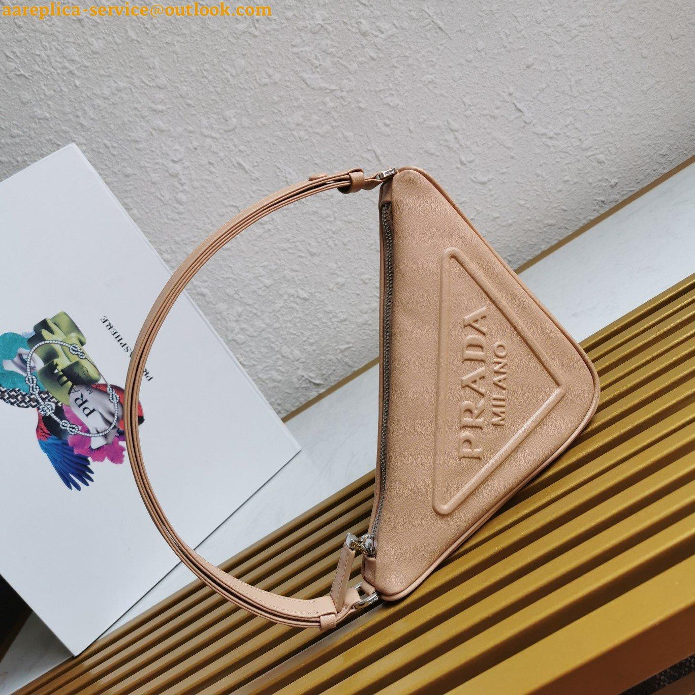 Replica Prada Triangle Pouch Bag In Beige Calfskin 3 Replica Prada Triangle Pouch Bag In Beige Calfskin 3