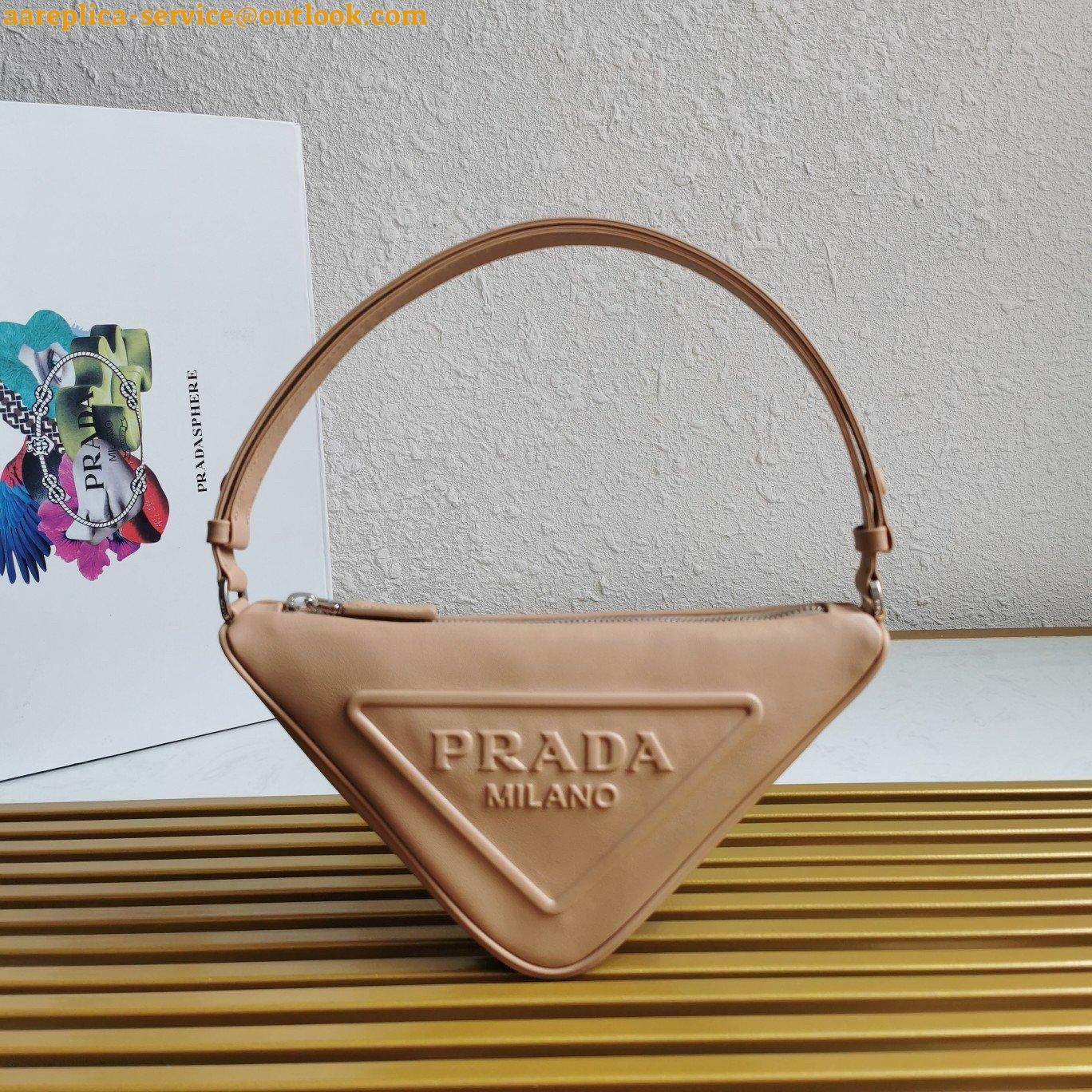 Replica Prada Triangle Pouch Bag In Beige Calfskin 8 Replica Prada Triangle Pouch Bag In Beige Calfskin 8