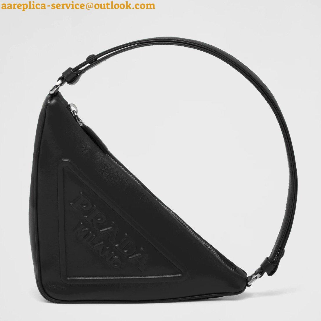 Replica Prada Triangle Pouch Bag In Black Calfskin Replica Prada Triangle Pouch Bag In Black Calfskin