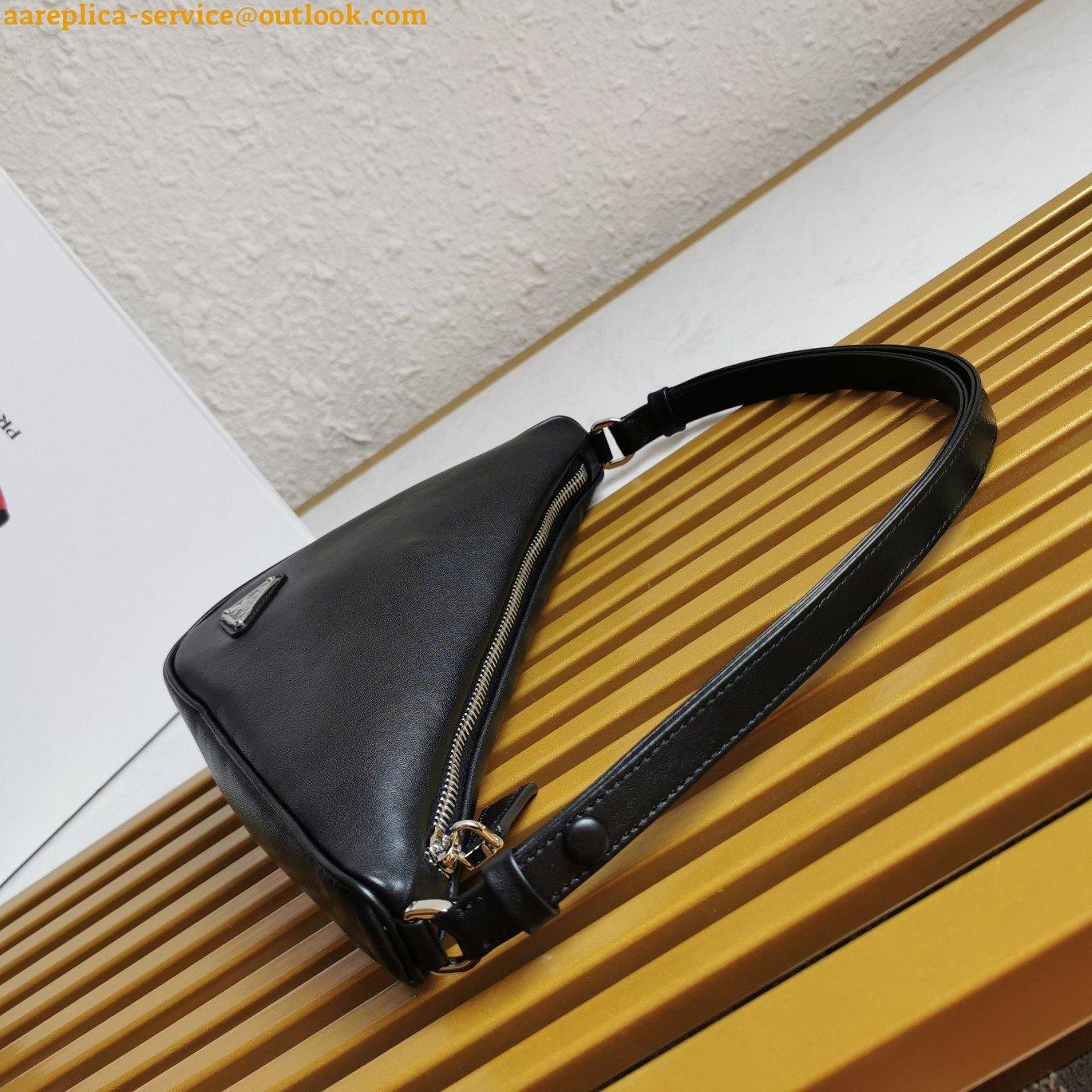 Replica Prada Triangle Pouch Bag In Black Calfskin 5 Replica Prada Triangle Pouch Bag In Black Calfskin 5