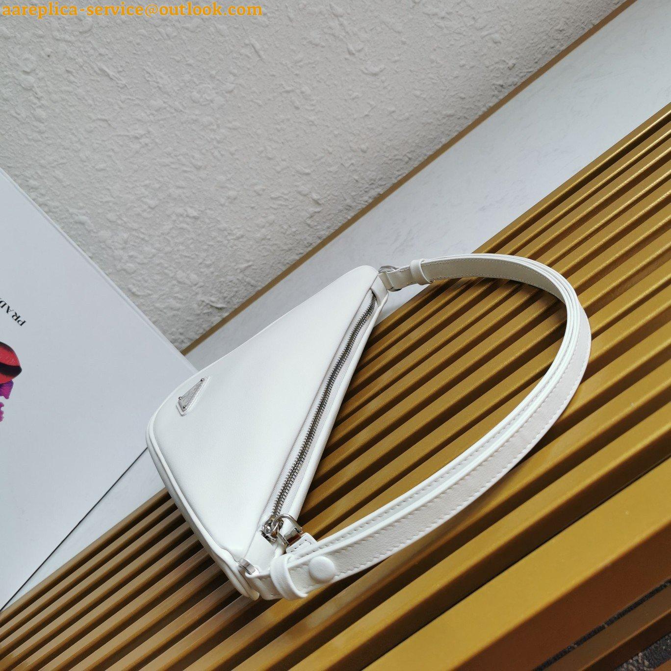 Replica Prada Triangle Pouch Bag In White Calfskin 3 Replica Prada Triangle Pouch Bag In White Calfskin 3