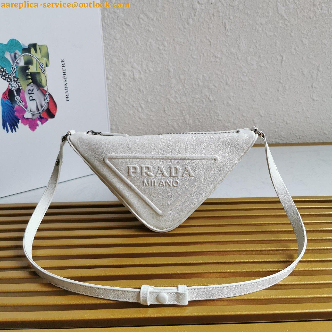 Replica Prada Triangle Pouch Bag In White Calfskin 8 Replica Prada Triangle Pouch Bag In White Calfskin 8