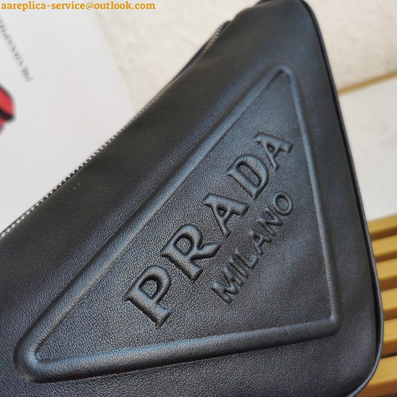 Replica Prada Triangle Shoulder Bag In Black Calfskin 4 Replica Prada Triangle Shoulder Bag In Black Calfskin 4