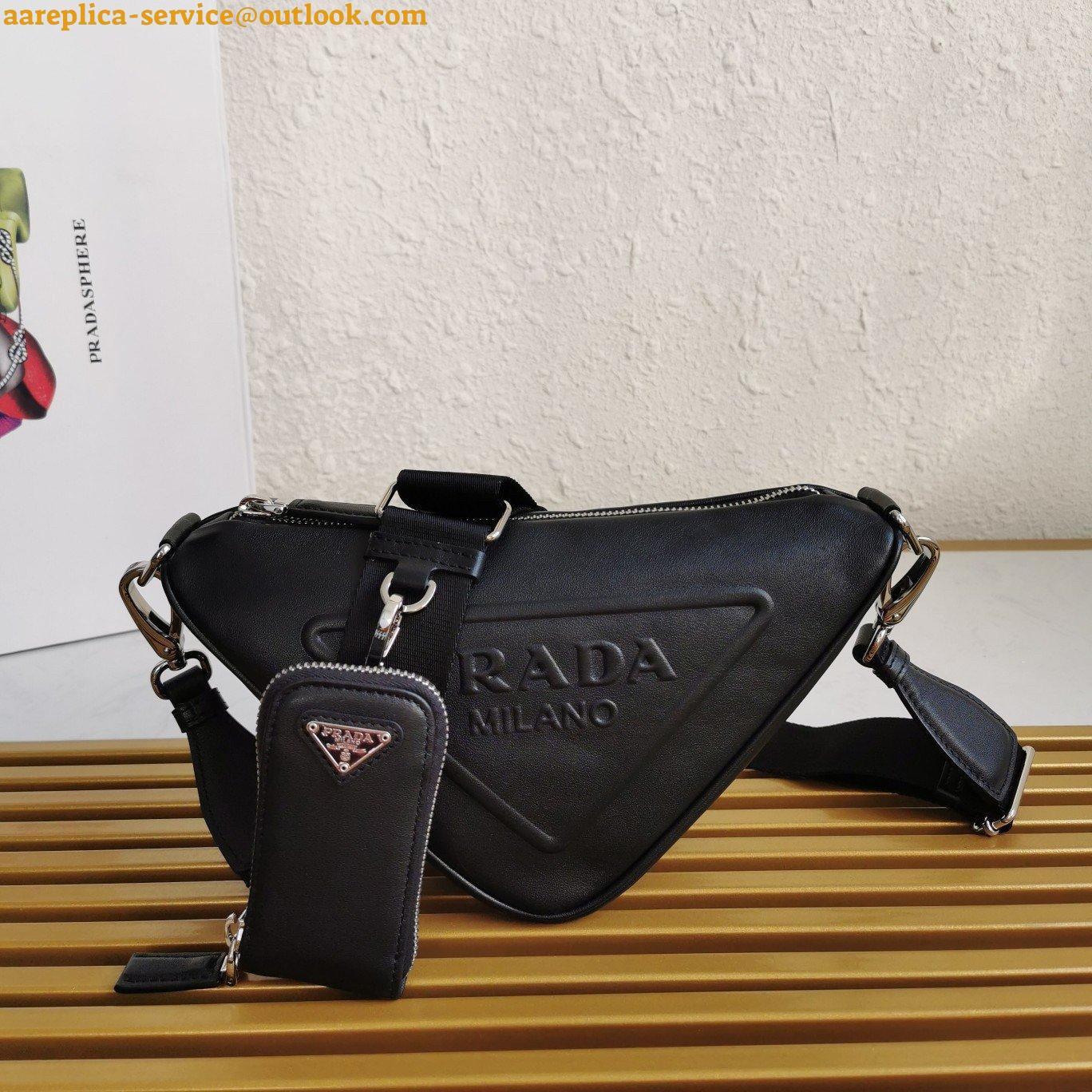 Replica Prada Triangle Shoulder Bag In Black Calfskin 5 Replica Prada Triangle Shoulder Bag In Black Calfskin 5