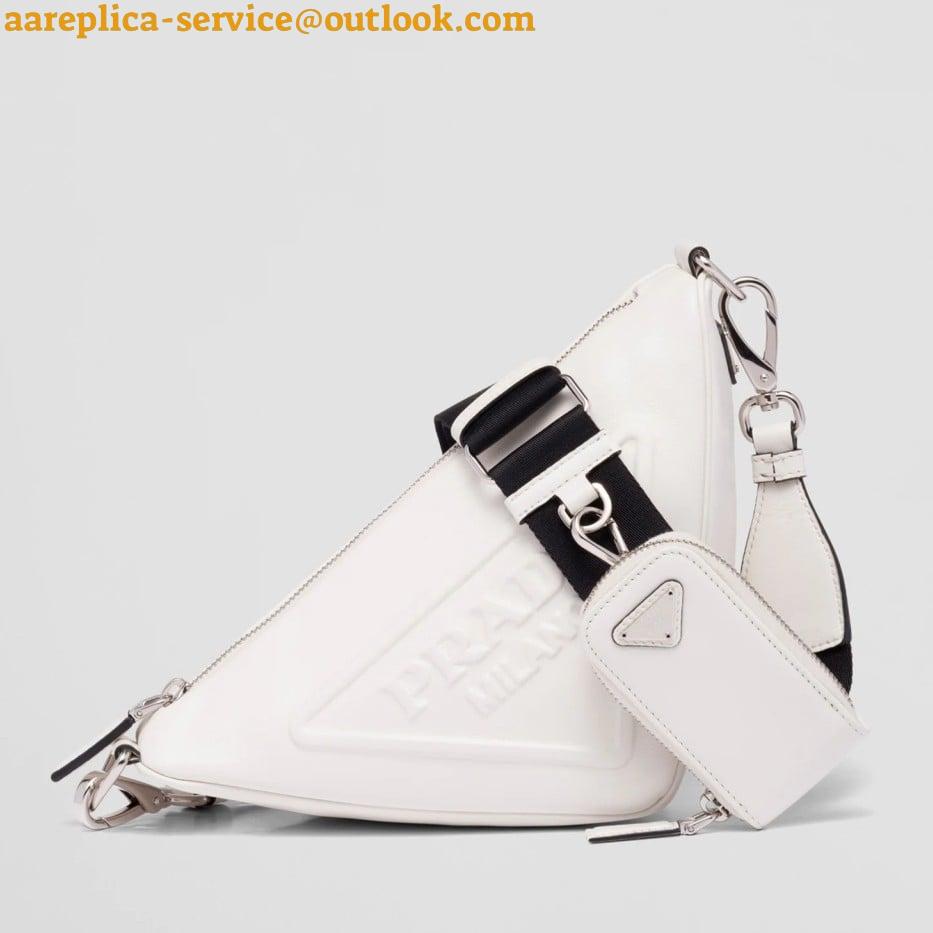Replica Prada Triangle Shoulder Bag In White Saffiano Leather Replica Prada Triangle Shoulder Bag In White Saffiano Leather