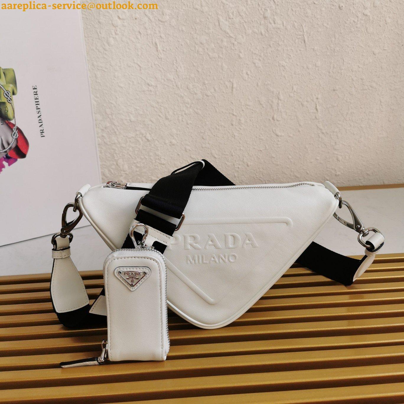 Replica Prada Triangle Shoulder Bag In White Saffiano Leather 8 Replica Prada Triangle Shoulder Bag In White Saffiano Leather 8