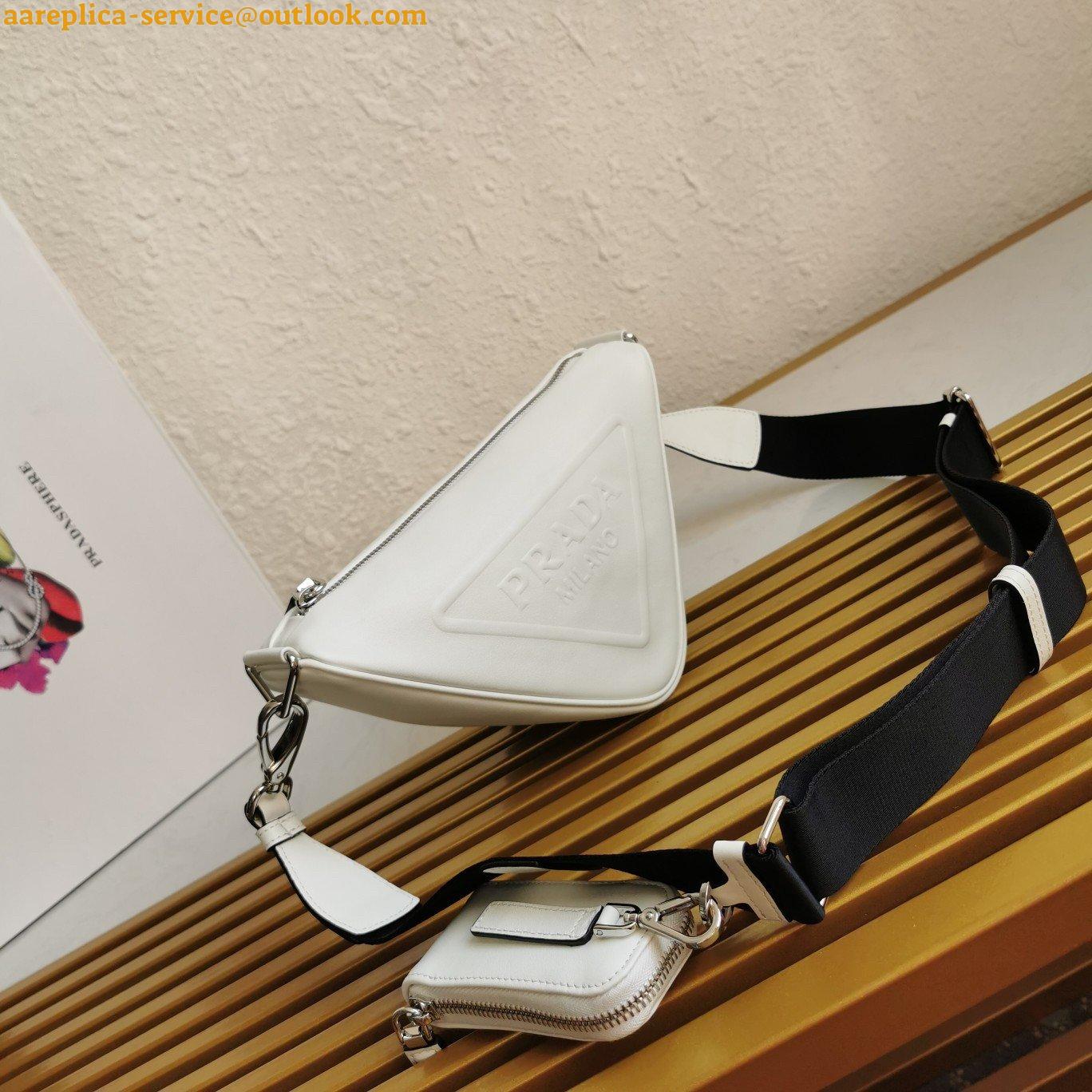 Replica Prada Triangle Shoulder Bag In White Saffiano Leather 10 Replica Prada Triangle Shoulder Bag In White Saffiano Leather 10